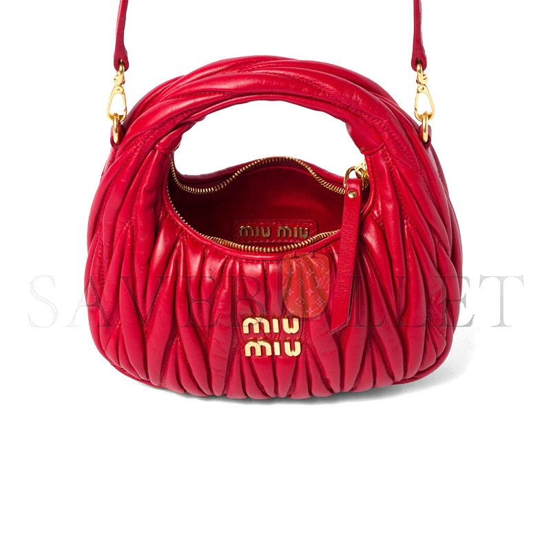 MIU MIU WANDER MATELASSÉ NAPPA LEATHER HOBO MINI BAG 5BP078 (17.5*14*5.5cm)
